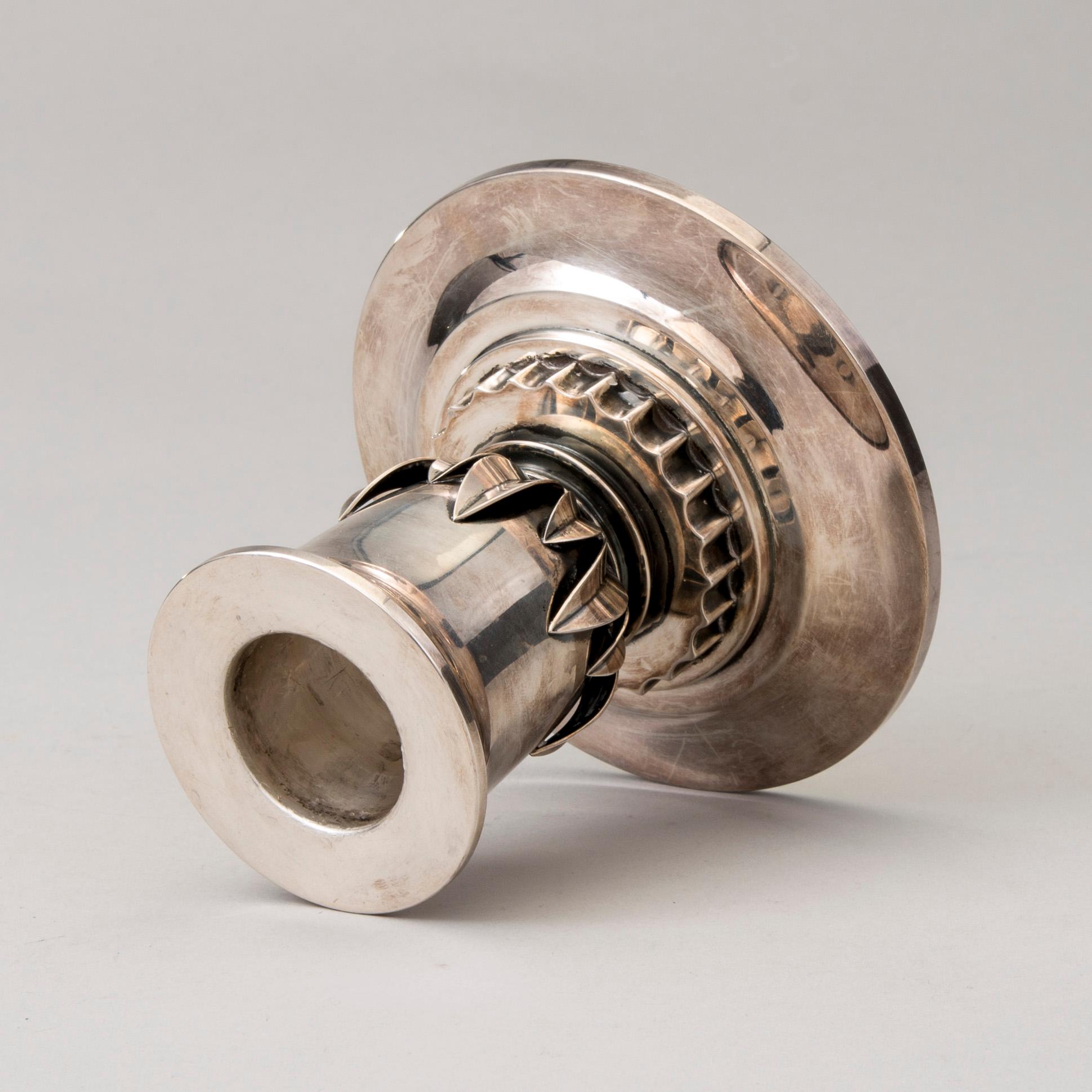 LJUSSTAKE, silver, Svend Toxvaerd, Köpenhamn 1956. Vikt 272 g.