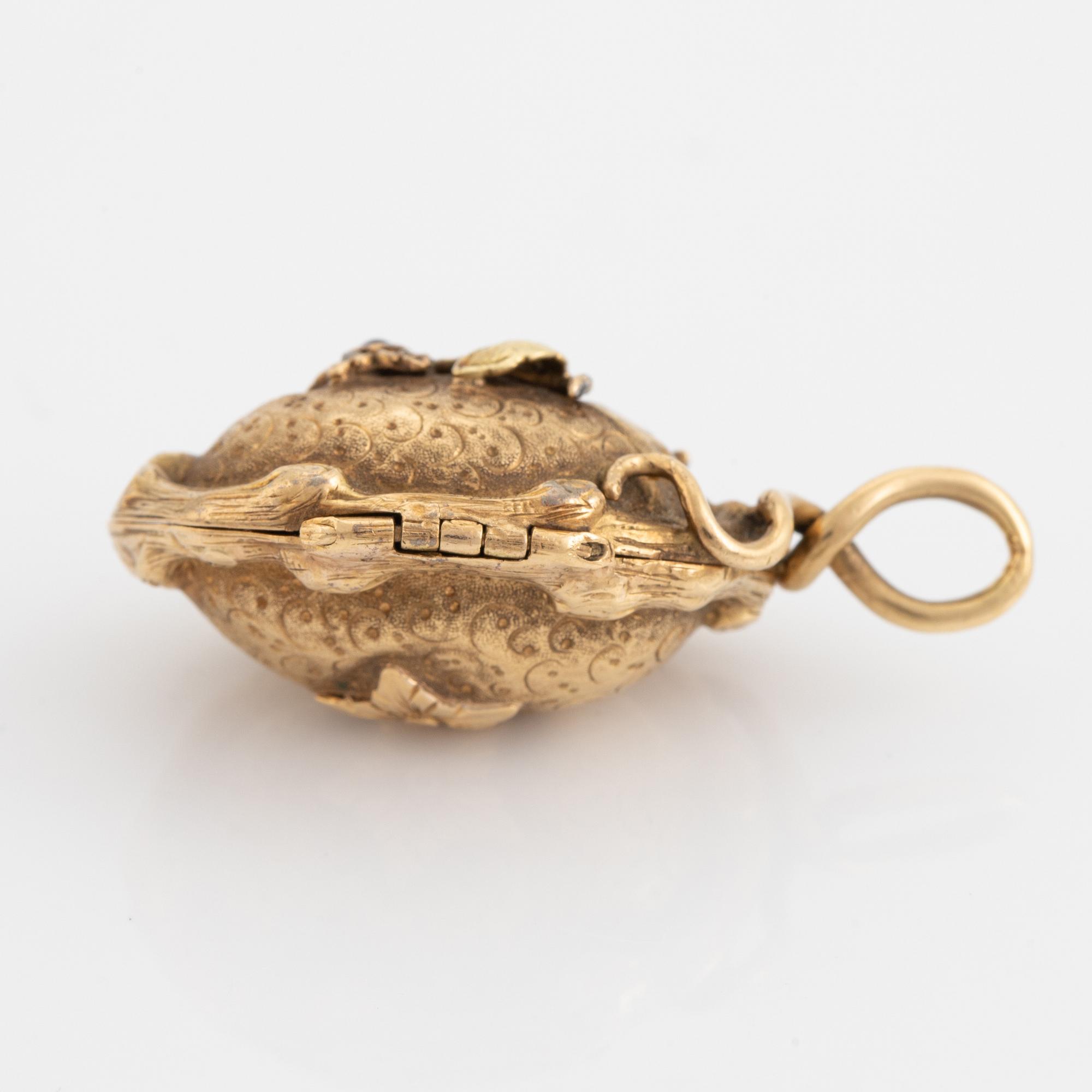 Cabochon cut ruby and rose cut diamond pendant.