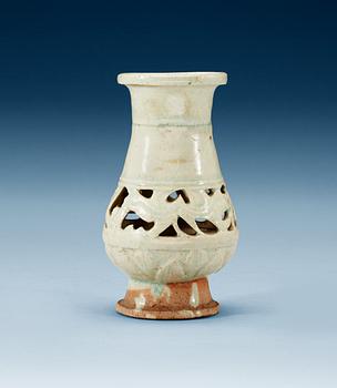 A pale celadon glazed vase, Yuan dynasty (1271-1368).