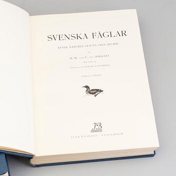 M, W & F VON WRIGHT, bokverk, 3 band, "Svenska fåglar", A. Börtzells tryckeri AB Stockholm, 1924-1929.