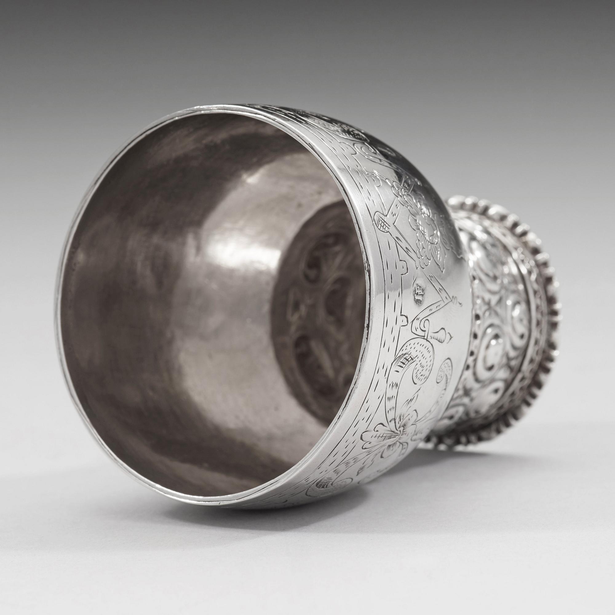 A Norwegian 17th century silver roemer, mark of  Jochum Hansen Fendt (Skien c 1682 - 1711).