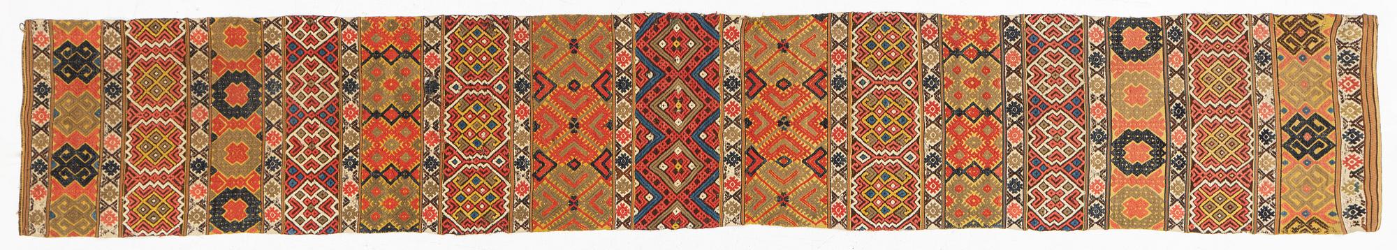 Bänkalängd, krabbasnår, antik, ca 330 x 54 cm, sydvästra skåne, daterad 1816.