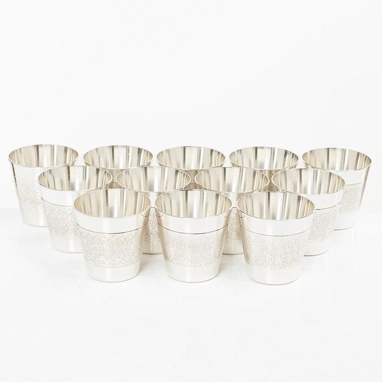 A set of twelve Swedish sterling silver cups, mark of Alton Guldvaru Ab, Falköping 1981.
