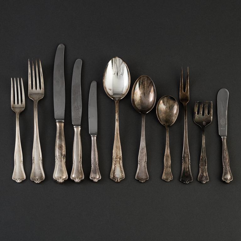 A set of 99 pieces of silver plated cutlery.