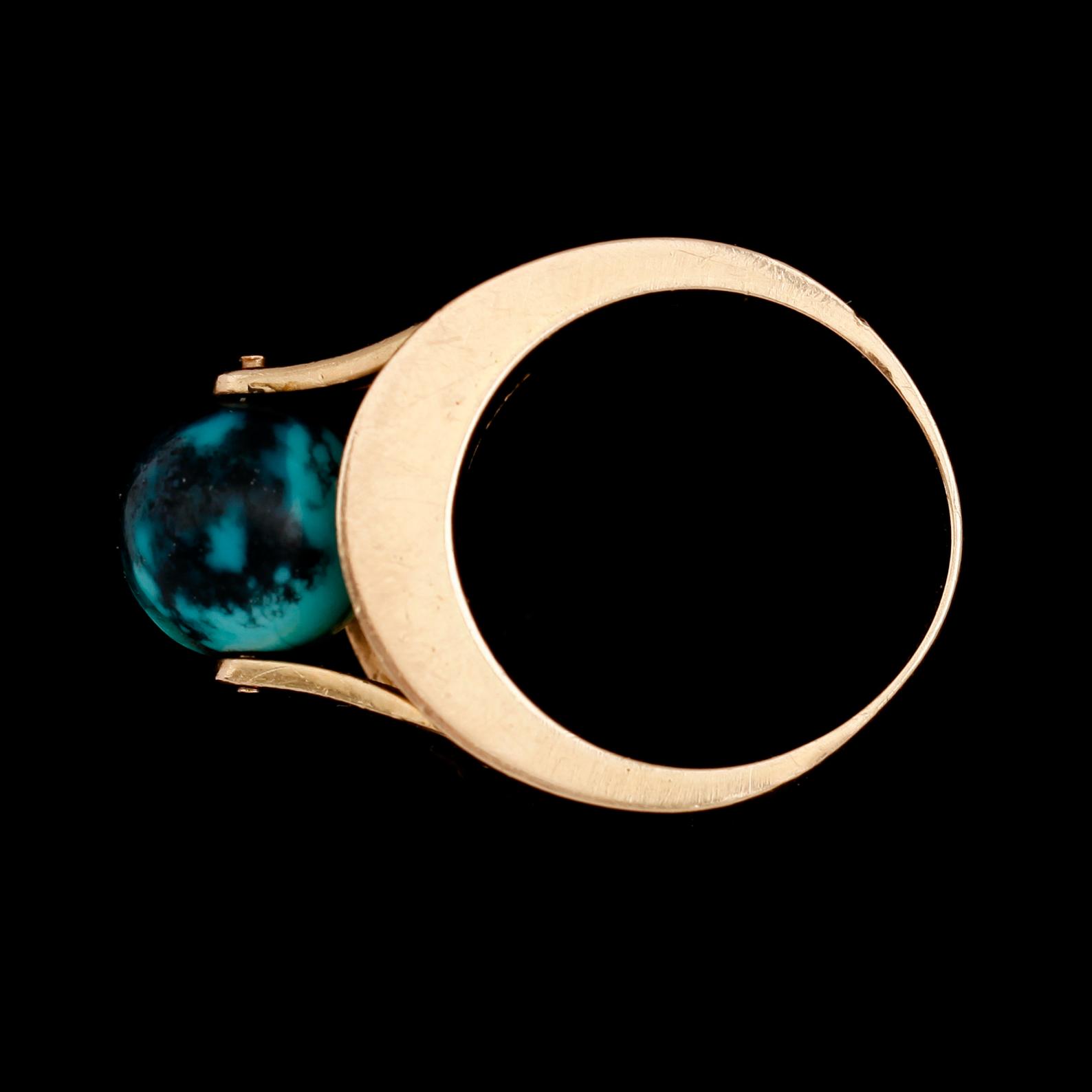 RING, 18 k guld och turkos, svenska stämplar Stefan, 1963. Total vikt ca 12 g.