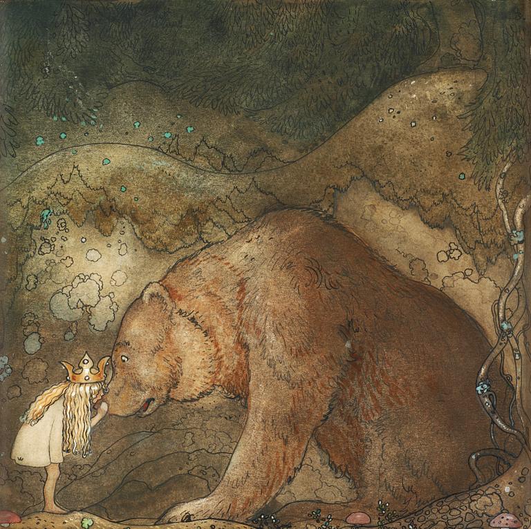 John Bauer, "-Stackars lilla basse!" (Poor little bear).