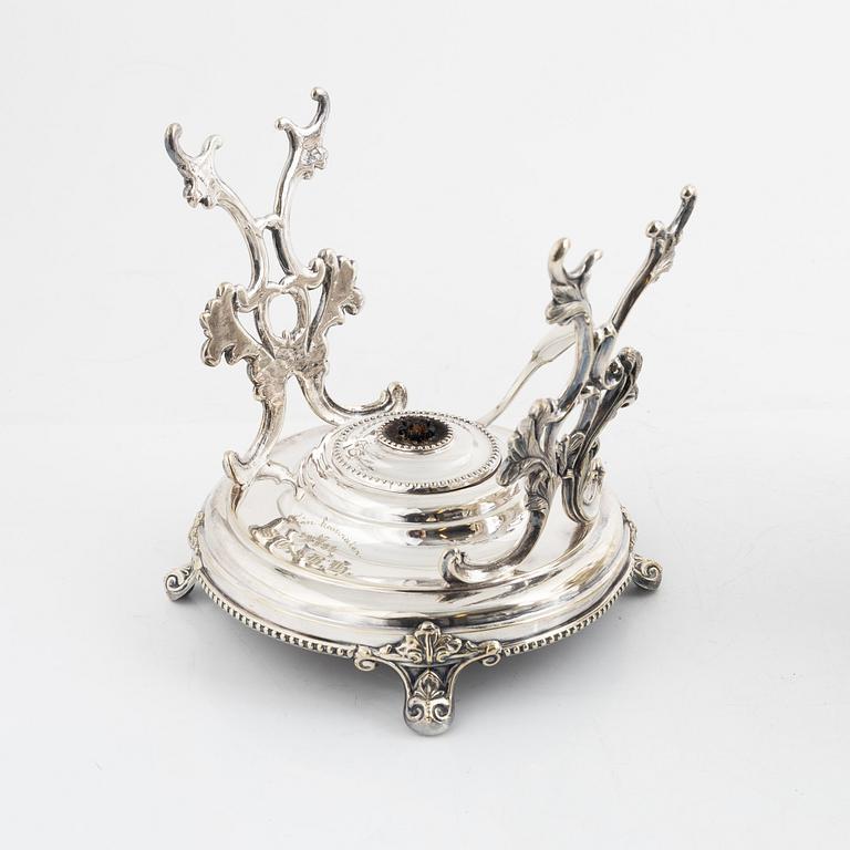 A silver plate heated beverage dispenser, late 19th Century.