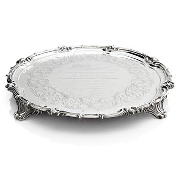 312. Benjamin Smith III, stor bricka, silver, gåva till Jenny Lind, London 1848.