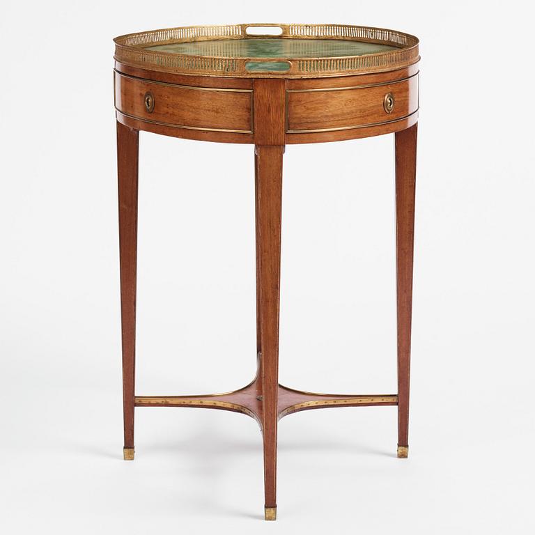 A late Gustavian mahogany and tôle-peinte tray-table by A. Scherling (master in Stockholm 1771-1809).