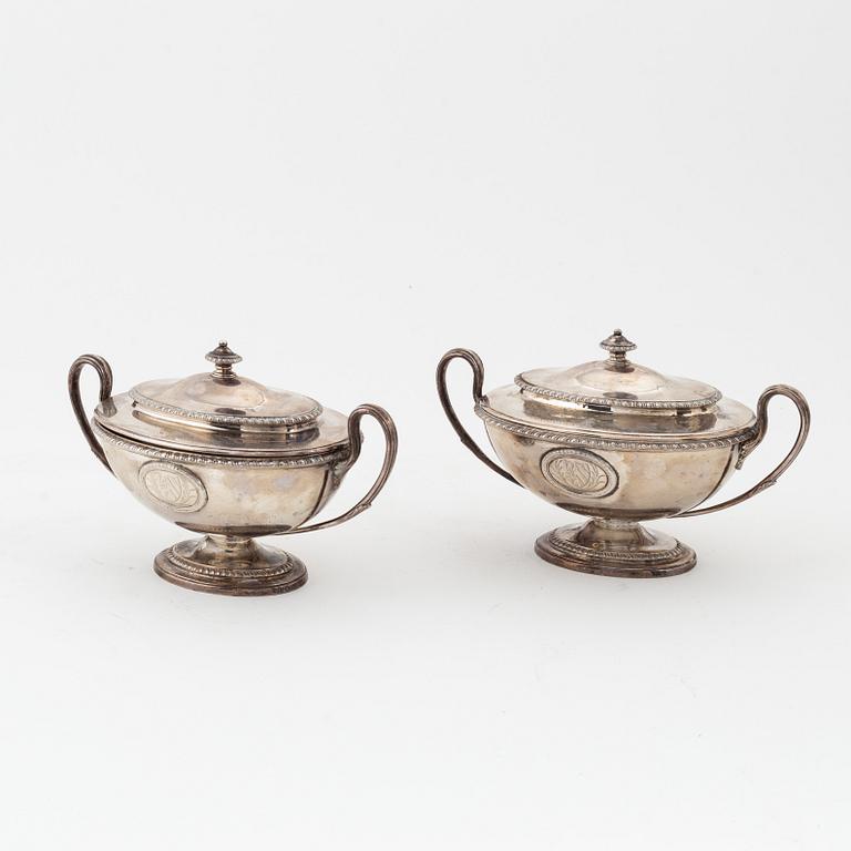 Digby Scott & Benjamin Smith I, terriner med lock, ett par, silver, London, England, 1781.