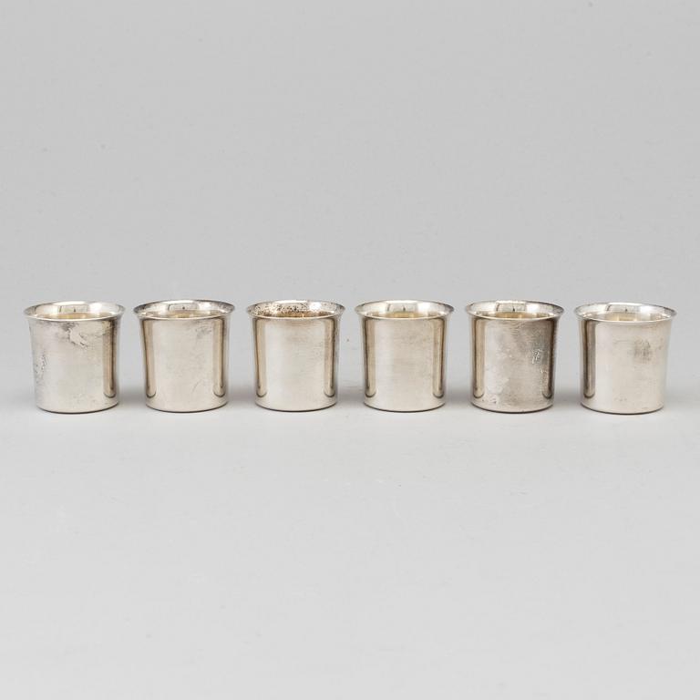 ATELIER BORGILA, 6 sterling silver cups from Stockholm, 1950-1.