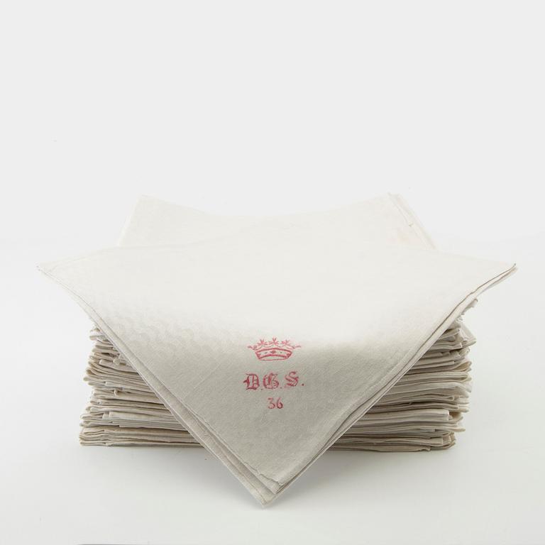 Napkins, 35 pcs, first half of the 20th century, damask, approx. 78x75 cm.