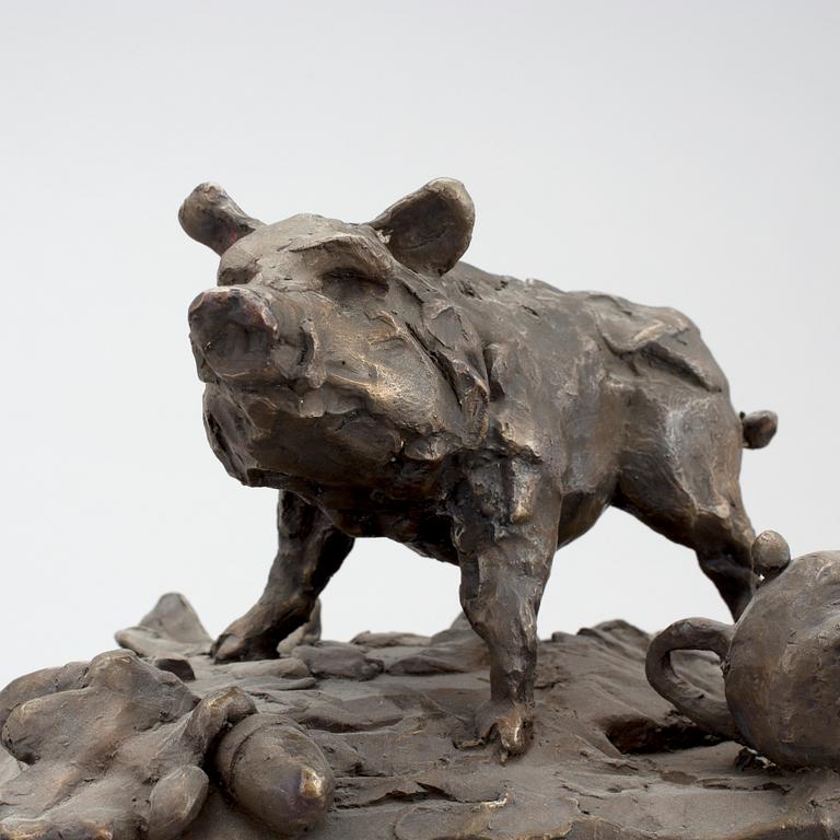 ERNST BILLGREN, skulptur, "Gävle", unikat, ur serien 100 orter, brons, signerad på plakett.