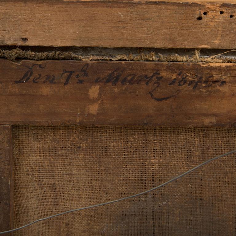 OKÄND KONSTNÄR, 1800-tal, olja på duk, a tergo daterad den 7:de Martz 1846.