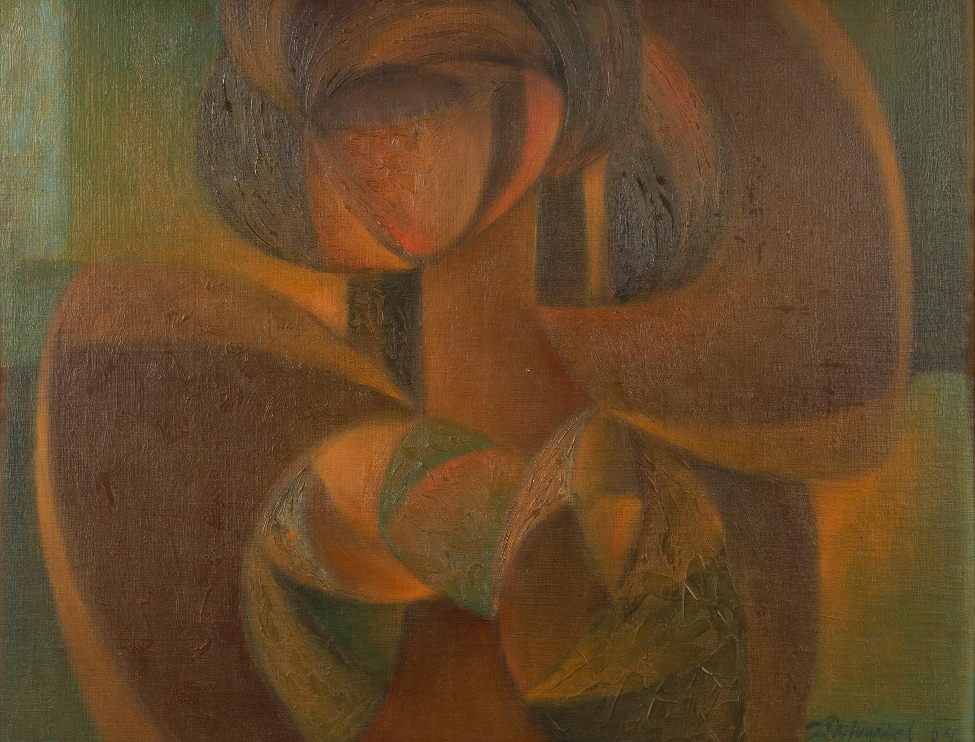 Josef Vohrabal, oil on canvas/paper-panel, signed and dated -64.