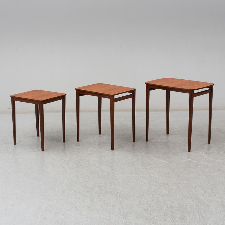 A Swedish three piece nesting table, Gärsnäs, 1960s.