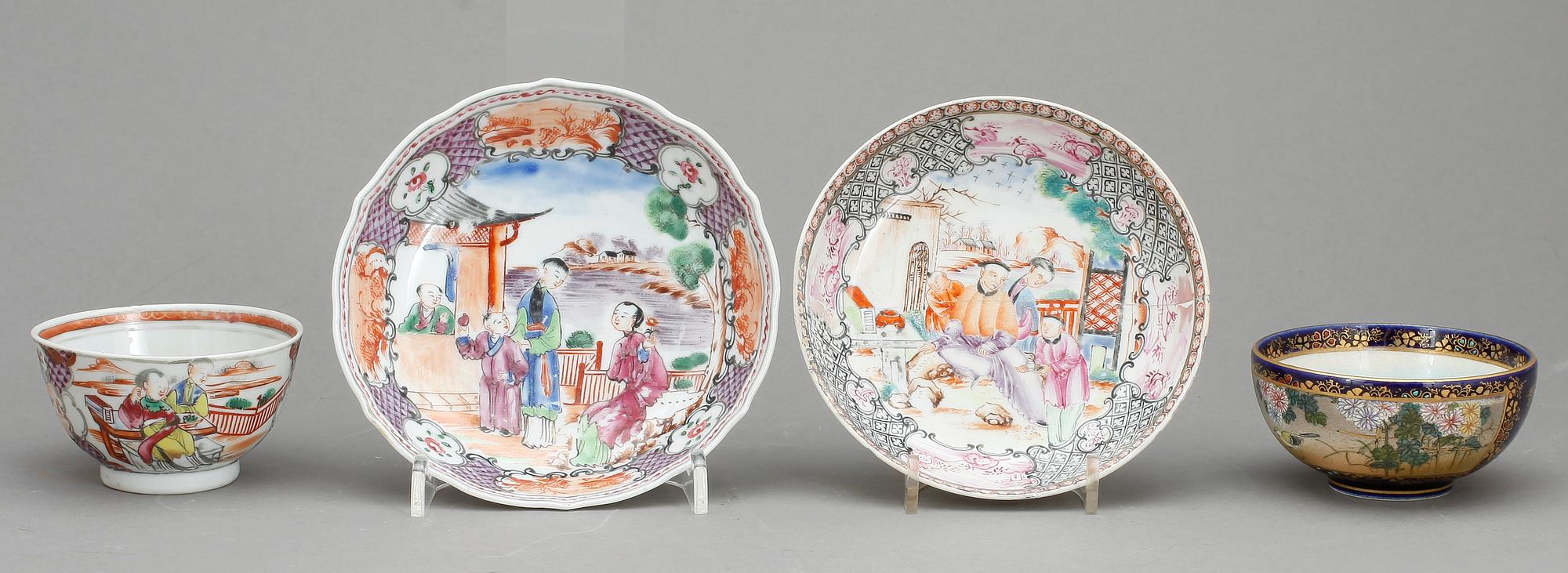 PARTI PORSLIN, 3 delar, Kina och Japan, 1700 och 1900-tal.