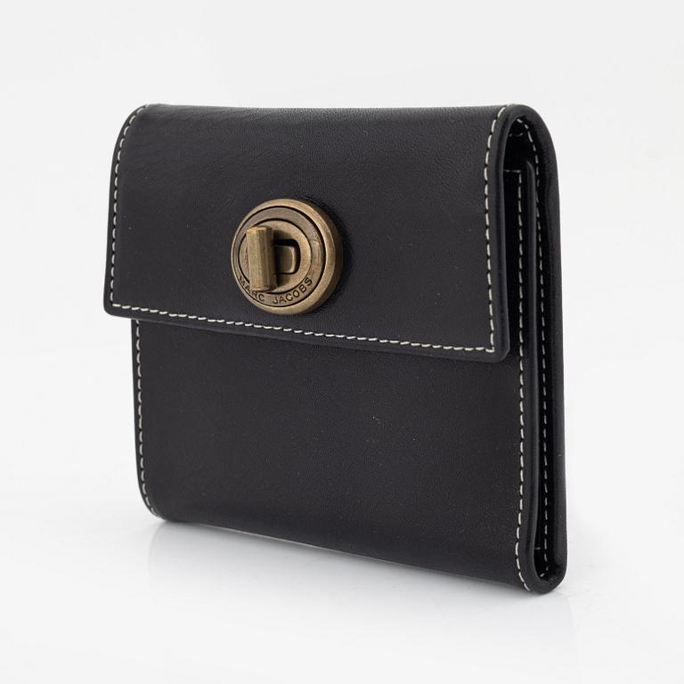 Marc Jacobs, black leather and gold hardware wallet.