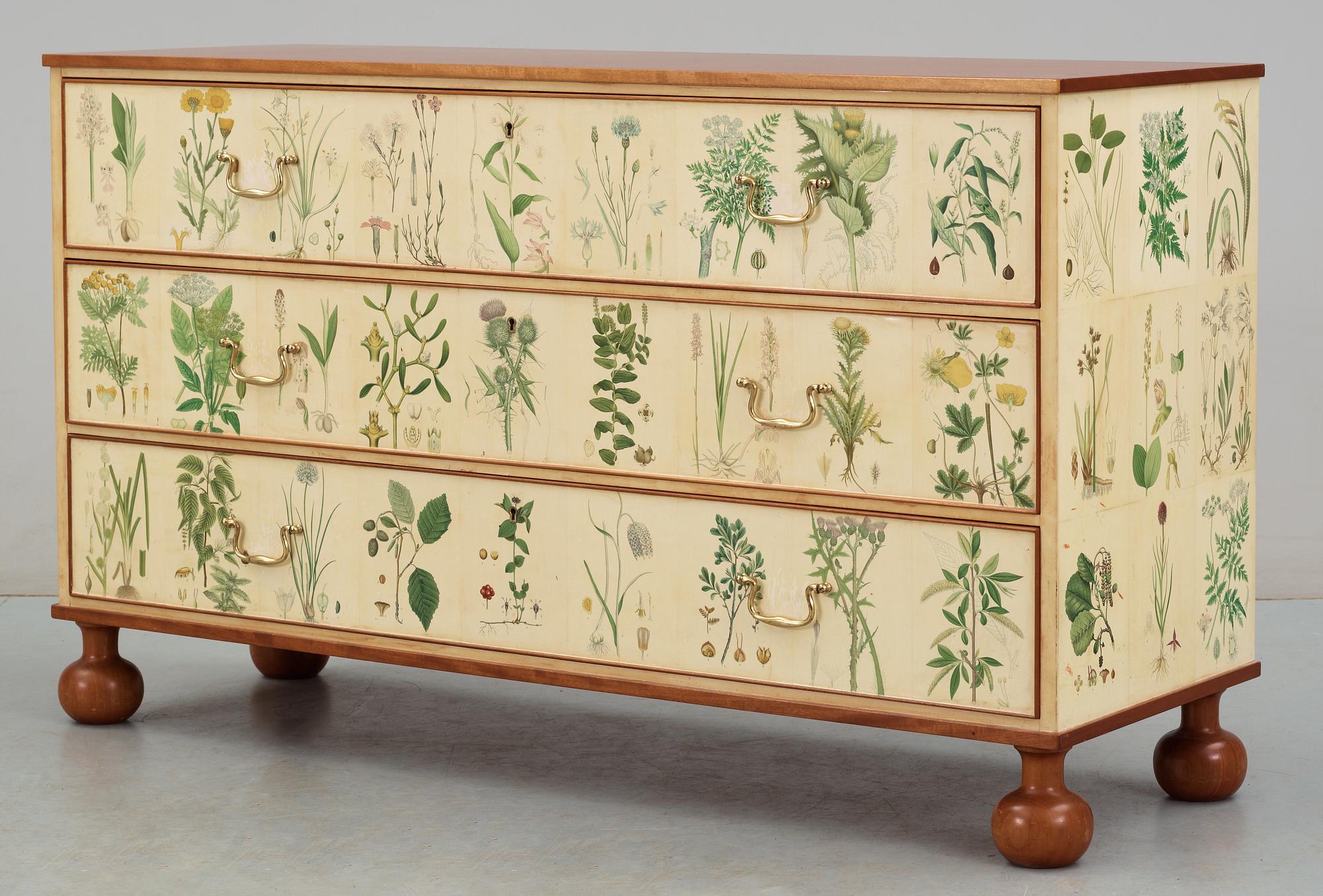 A Josef Frank 'Flora' chest of drawers, by Svenskt Tenn.