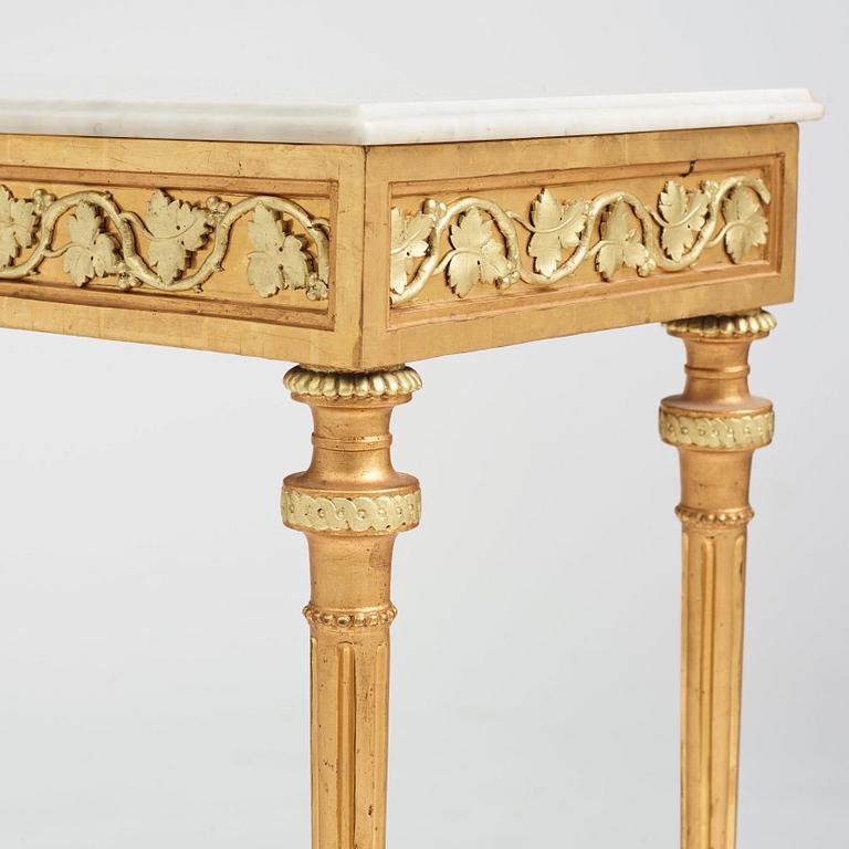 A late Gustavian console table in the manner of P Ljung, late 18th Century.