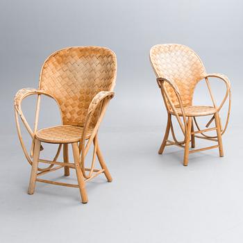 Two late 20th century provance "Le Corbusier", armchairs for Pascal Raffier Vannerie, France.