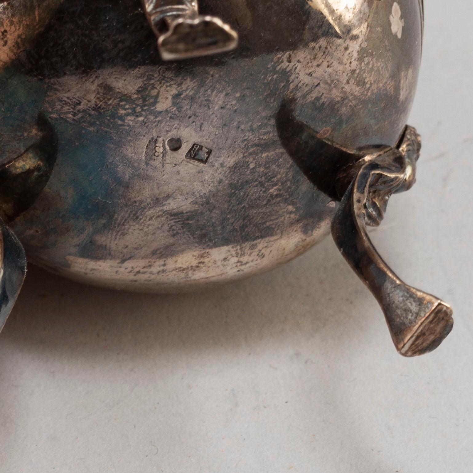 Six silver salt cellars, 19th century.