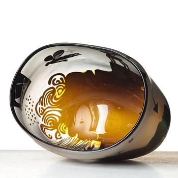 Bertil Vallien, a unique blasted glass bowl, Kosta, Sweden.