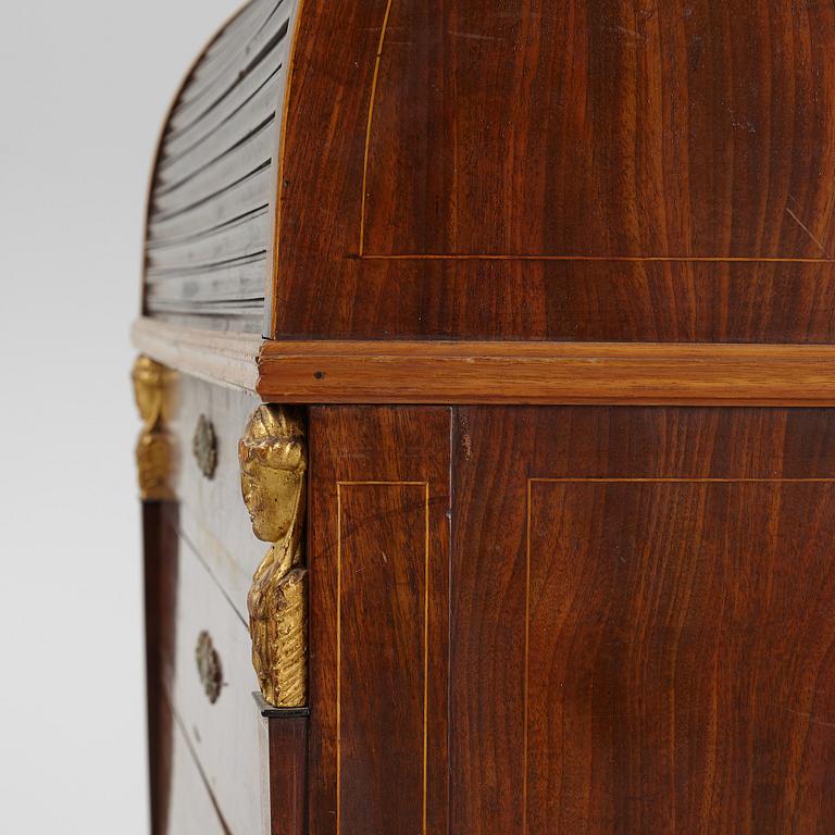 A late Gustavian mahogany secretaire, Stockholm, early 19th century,