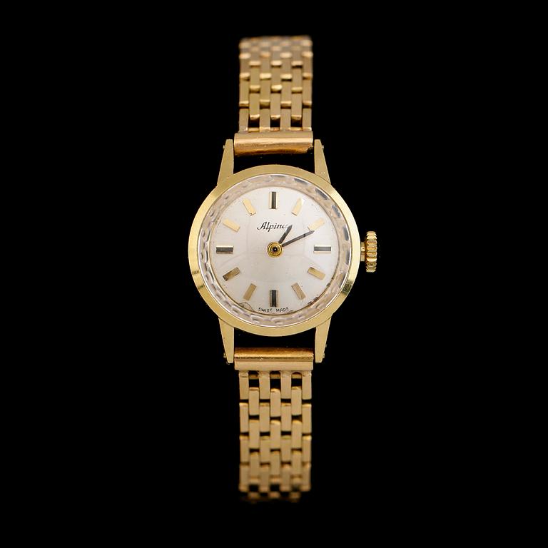 ARMBANDSUR, 18 k guld, Alpina. Total vikt inklusive ur 27,8 g.
