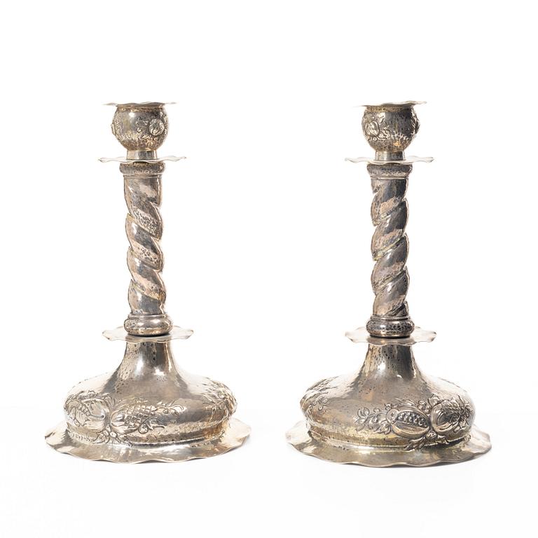 C.G. Hallberg, Candlesticks, a pair, Baroque style, silver, Stockholm 1932.