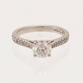 Ring platina med runda briljantslipade diamanter GIA cert, Van Bruun.