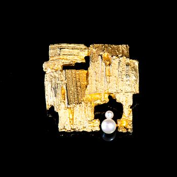 BROSCH, 14K guld, pärlor. Björn Weckström, Lapponia 1970. Vikt ca 10,7 g.