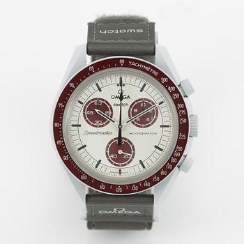 Swatch/Omega, MoonSwatch, Mission to Pluto, chronograph, wristwatch, 42 mm.