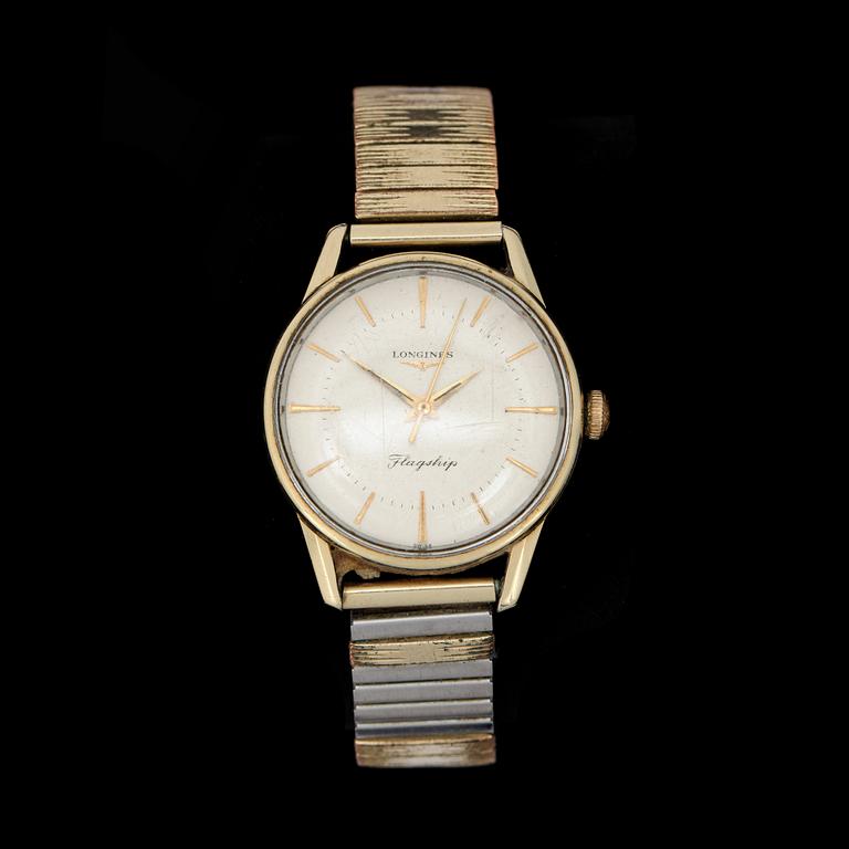 ARMBANDSUR, guld på stål, Longines, Flagship, 1950/60-tal.