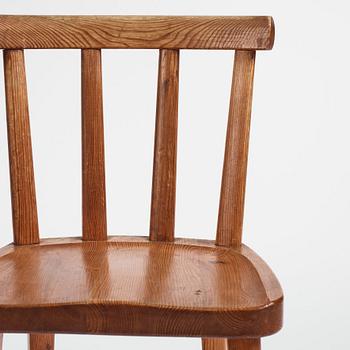 Axel Einar Hjorth, a set of six "Utö" stained pine chairs, Nordiska Kompaniet 1930s.