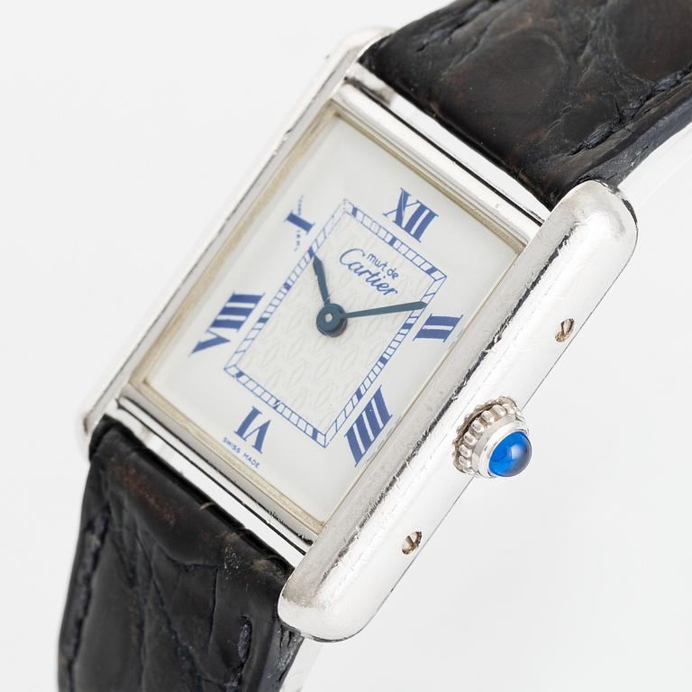 must de Cartier, Tank, wristwatch, 22 x 22 (29,5) mm.