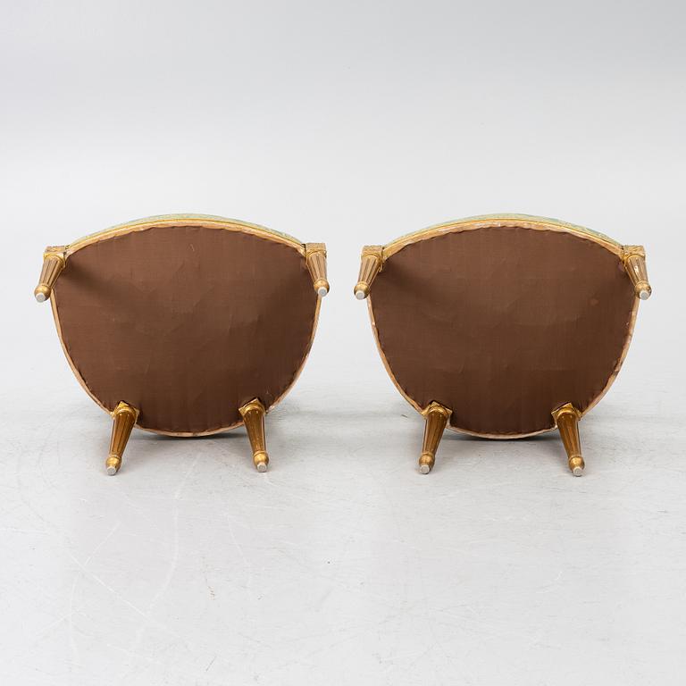 A pair of armchairs, Gustavian style, early 20th century.