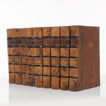 Nine volumes of Gustaf Elgenstierna's 'Den introducerade svenska adelns ättartavlor', 1925-1936.
