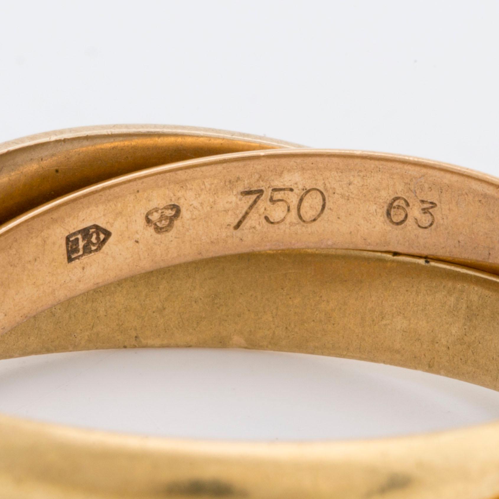 RING "Trinity" Must de Cartier, tri-coloured 18k gold, original case and certifikat.