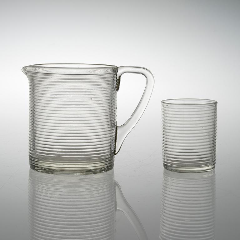 AINO AALTO, A PITCHER AND TWO GLASSES. Model 4059, Karhula 1937-1938.