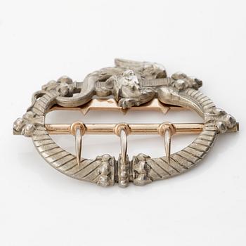 Buckle, silver, motif with dragon, around the turn of the century 1900.