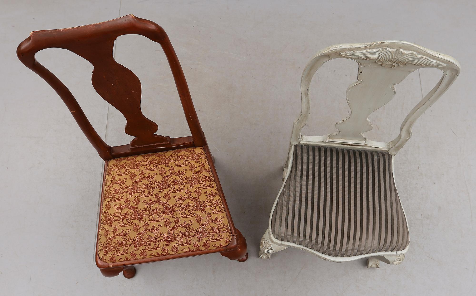 STOLAR, 2 st, senbarock samt senbarockstil, 1700-/1900-tal.