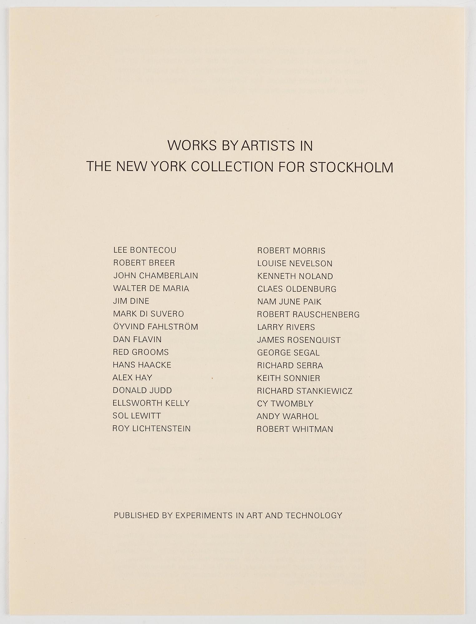 "The New York Collection for Stockholm".