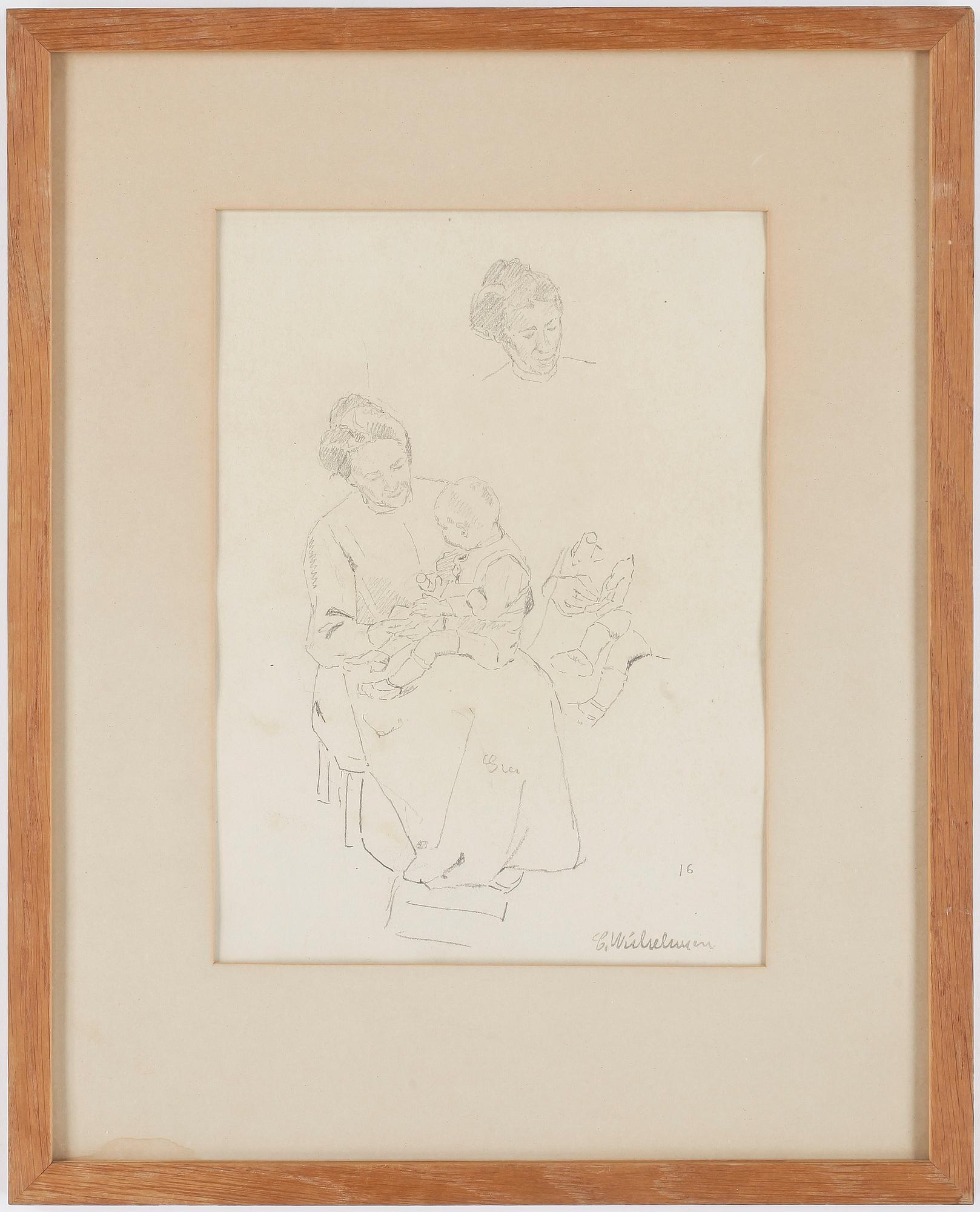 CARL WILHELMSON, 2 st, blyertsteckningar, stämpelsign.