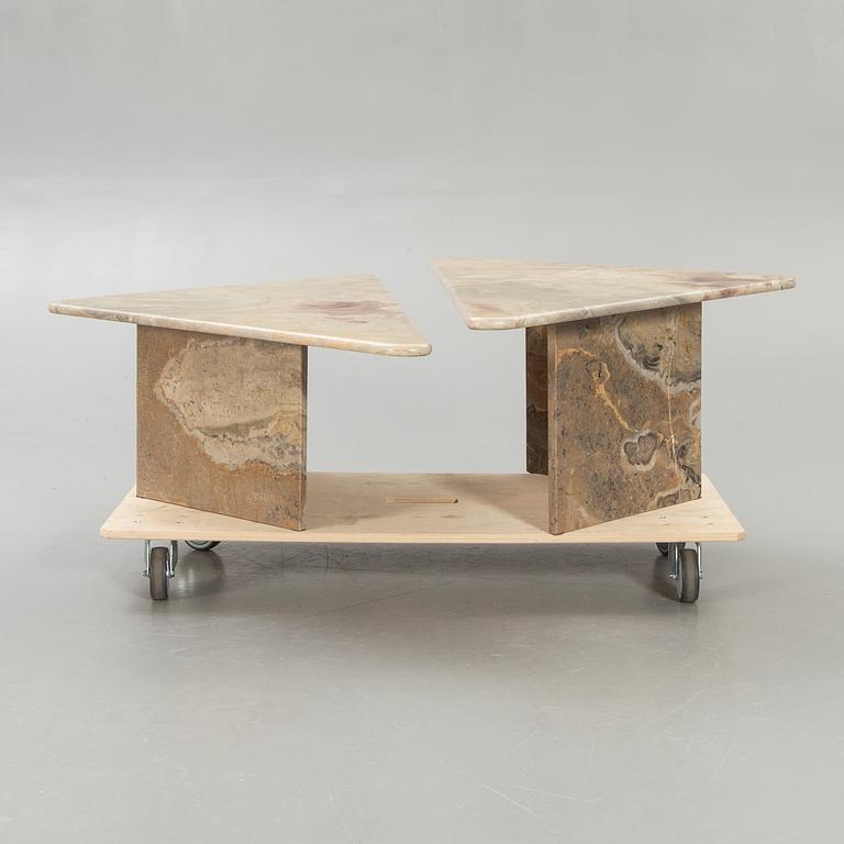 A pair of marble coffee tables later part of the 20th century.