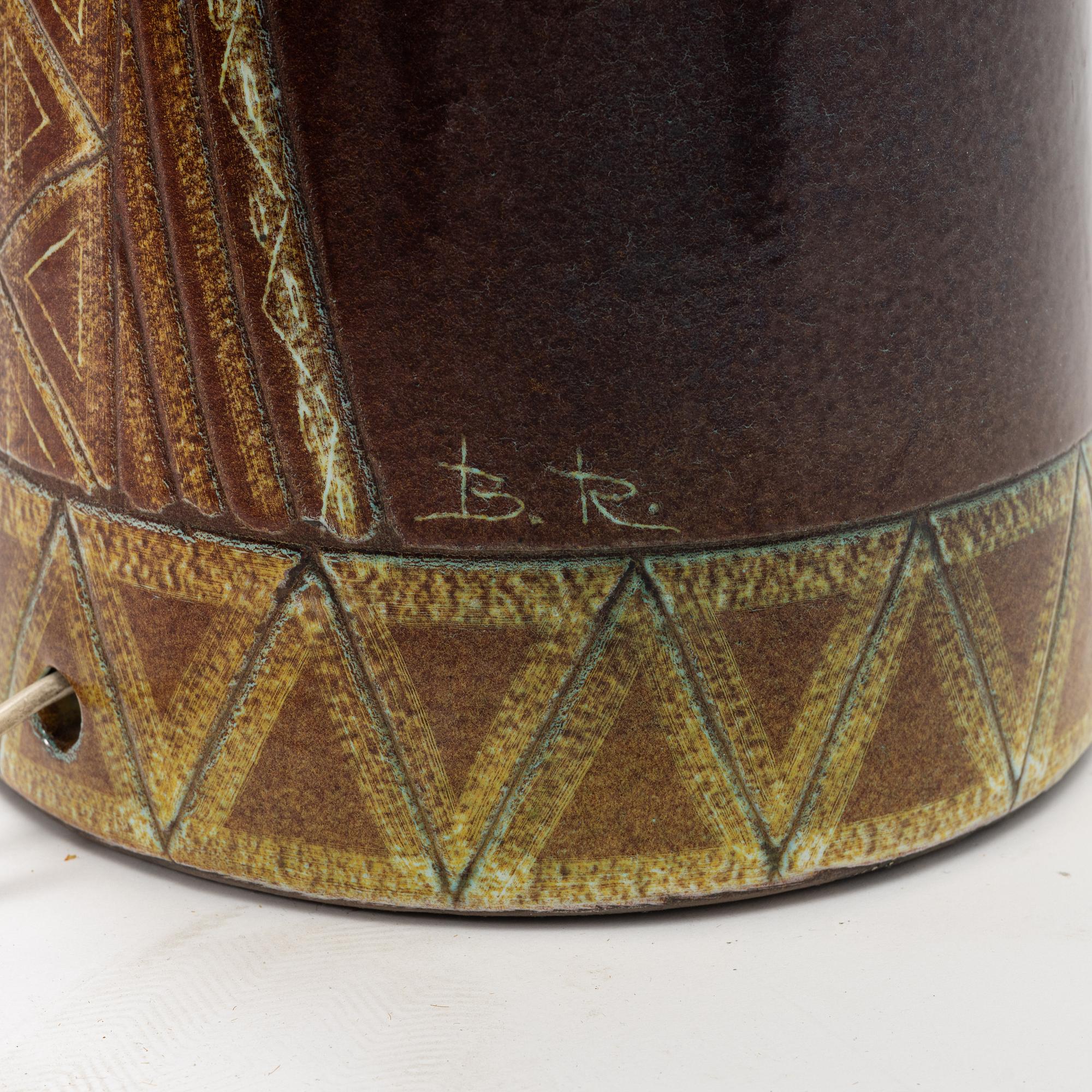 Bonnie Rehnqvist, a ceramic table lamp, Törngrens, Falkenberg, Sweden, 1950's.
