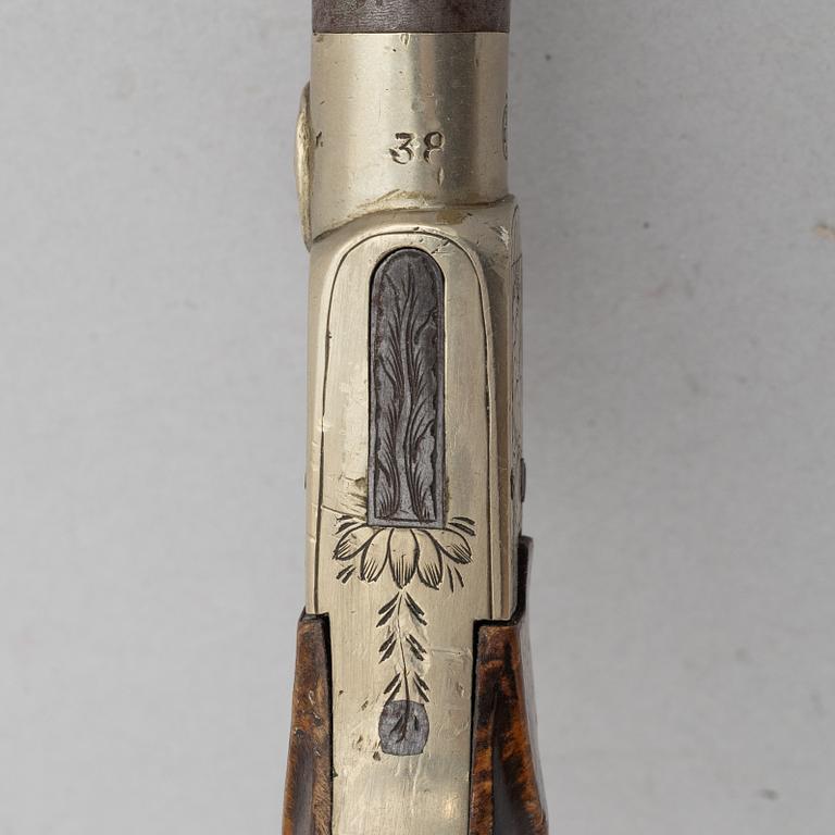 A Belgian, percussion pistol, mid-19th century.