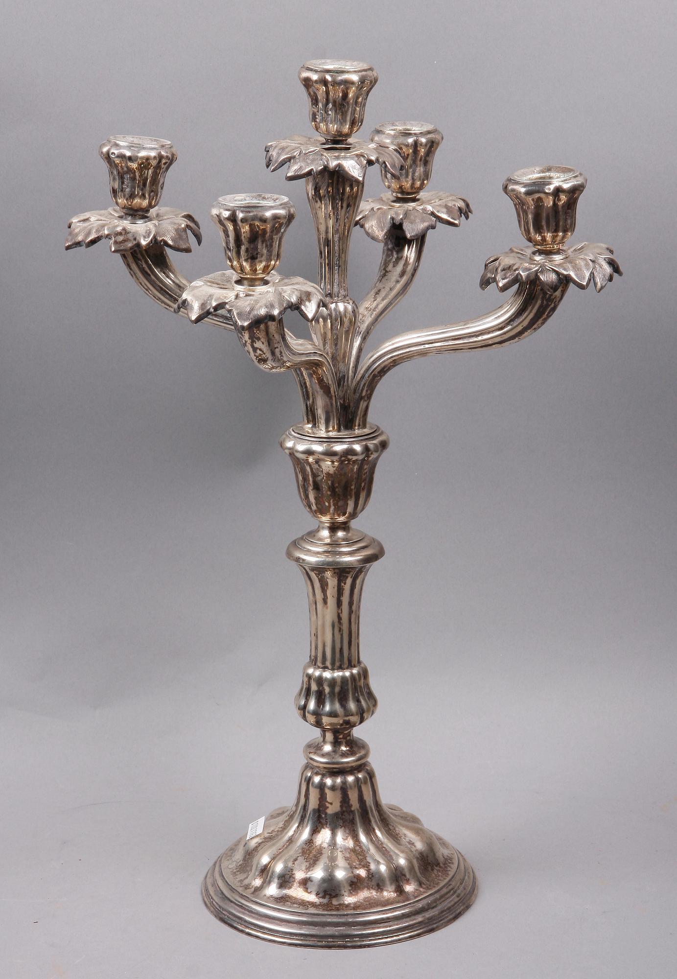 KANDELABER, silver, nyrokoko, Scheffer, Österrike omkring 1900. Vikt 1153 g.