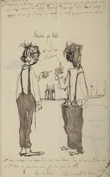 Axel Fridell, ink on paper. Signed with initials.