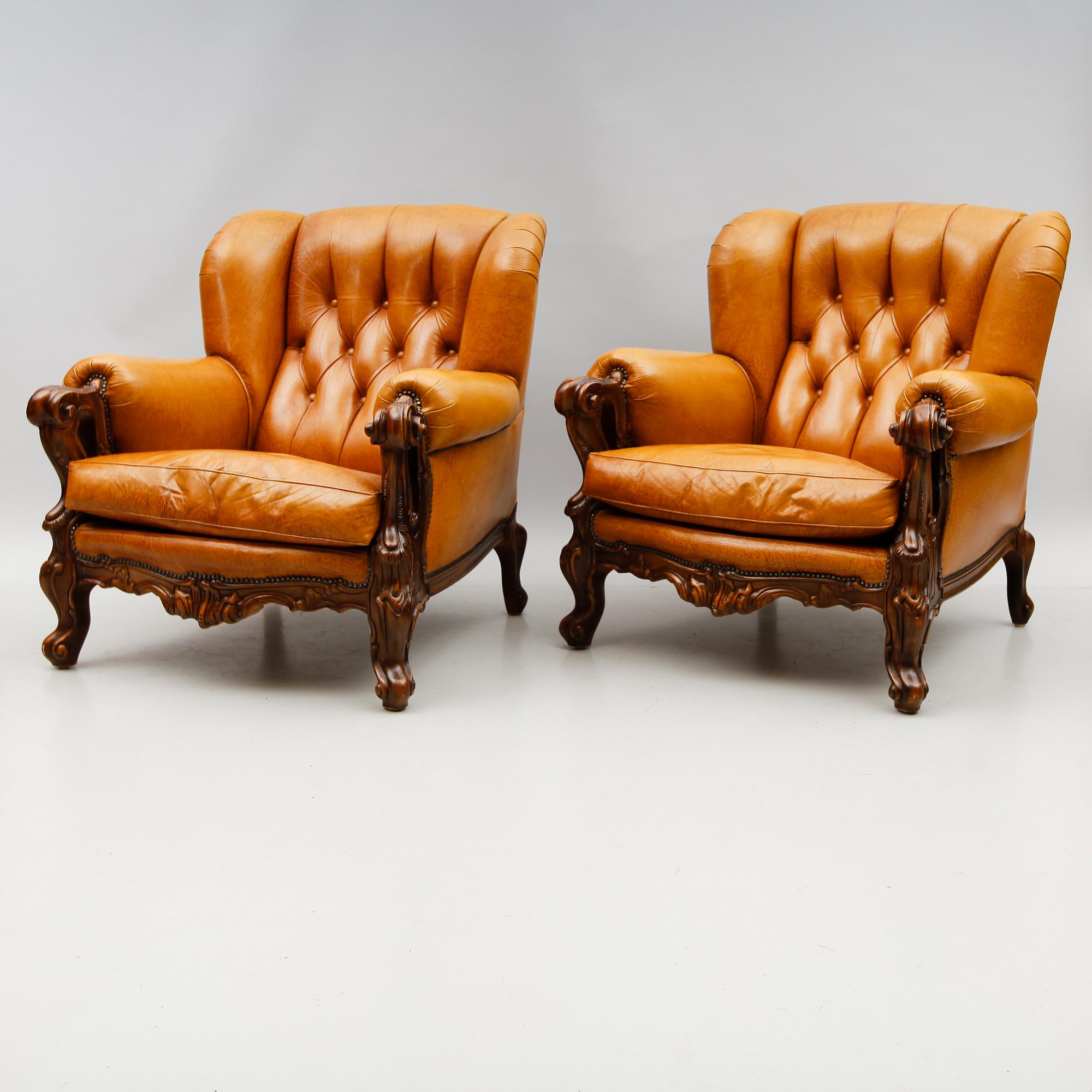 FÅTÖLJER, 1 par, 1900-talets andra hälft.